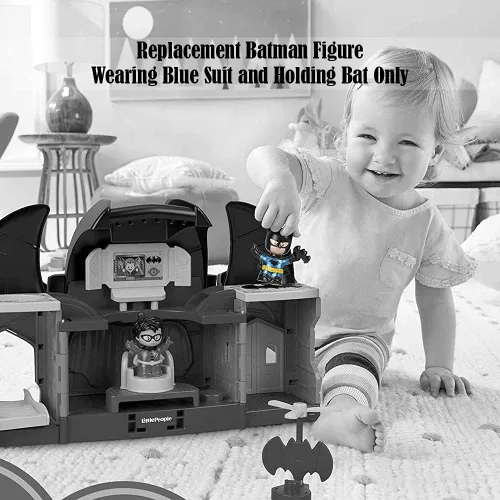 Vista 3 de Piezas de repuesto para Fisher-Price Little People Batcave - GMJ16 ~ DC Super-Friends Playset ~ Figura de Batman de repuesto ~ Llevando traje azul