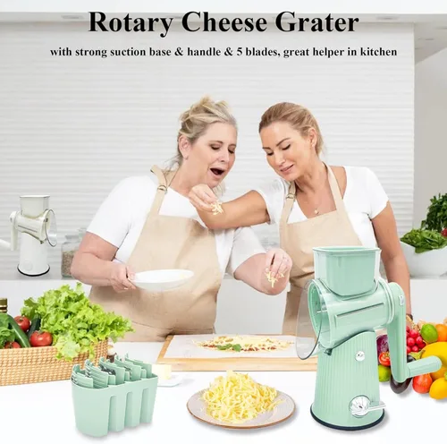 Vista 7 de Rallador giratorio 5 en 1, artefacto de cocina 5 en 1, picador de alimentos AYUBOC 5 en 1 gourmet, rallador de queso 5 en 1, picador de alimentos