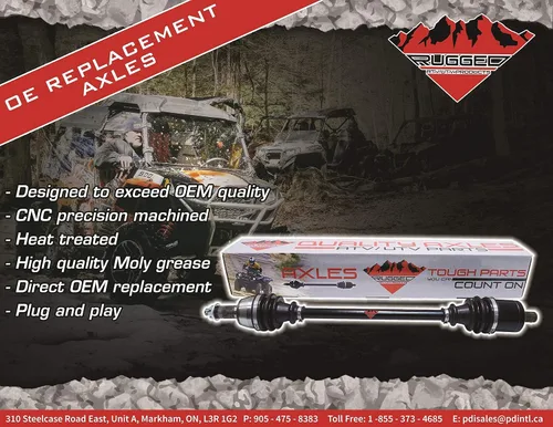 Vista 4 de Rugged Eje de rendimiento trasero derecho (2014-17) CFMOTO ZFORCE 800, abrazaderas de acero inoxidable recubiertas para alta protección y tratado