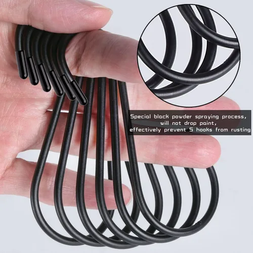 Vista 5 de Paquete de 30 ganchos en S, 3.54 pulgadas, negro mate, ganchos en S de metal resistente que pueden soportar hasta 33 libras, para cocina, oficina