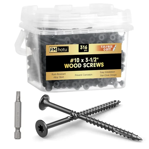 Vista 35 de #10 x 2-1/2" Tornillos para Terraza, 108 Piezas Tornillos para Madera con Cabeza Estrella, Tornillos para Madera Resistentes al Óxido para Negro