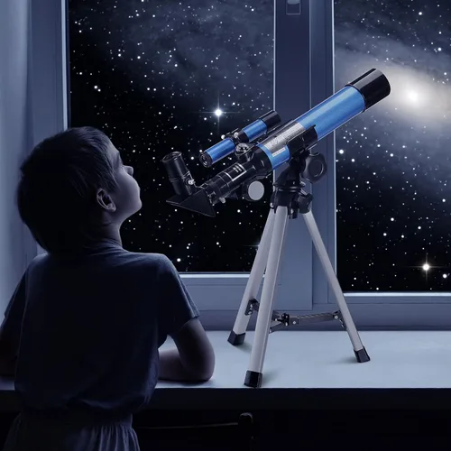 Vista 8 de Telescopios AOMEKIE 40/400 con trípode de mesa 2 oculares, telescopios portátiles para principiantes de astronomía con buscador y brújula