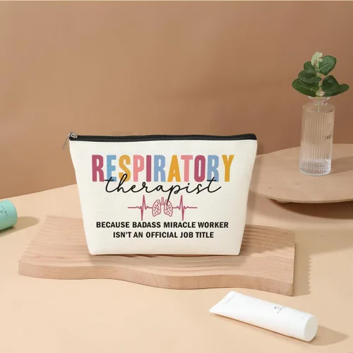 Vista 3 de Divertida bolsa de cosméticos para terapeuta respiratorio, bolsa de maquillaje, regalo para terapeuta respiratorio, regalo RT para mujeres, trabajo