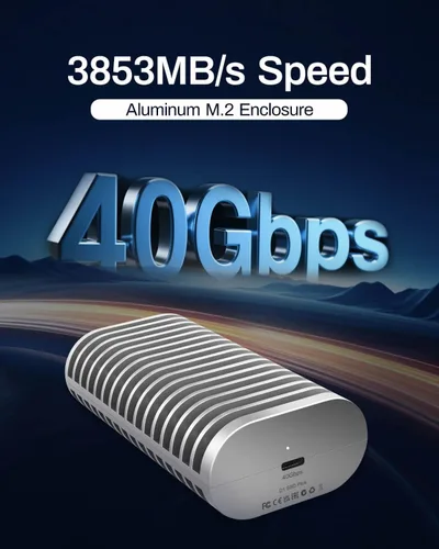 Vista 2 de TERRAMASTER Carcasa SSD D1 Plus 40Gbps M.2 NVMe SSD - Carcasa de aluminio M.2 USB tipo C, compatible con USB 4/3.2/3.1/3.0/2.0, Thunderbolt 5/4/3