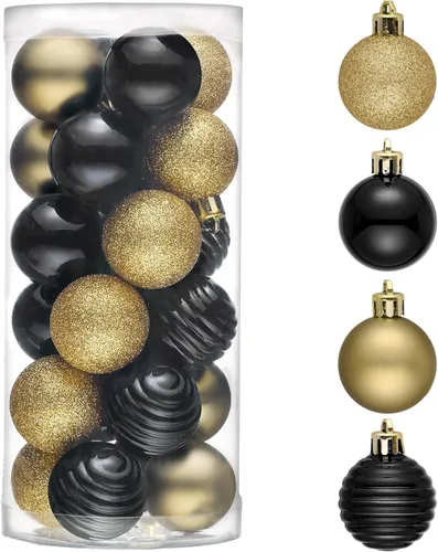 Vista 20 de Valery Madelyn Small Christmas Tree Decorations Ball Ornaments 24ct 1.57" Oro rojo
