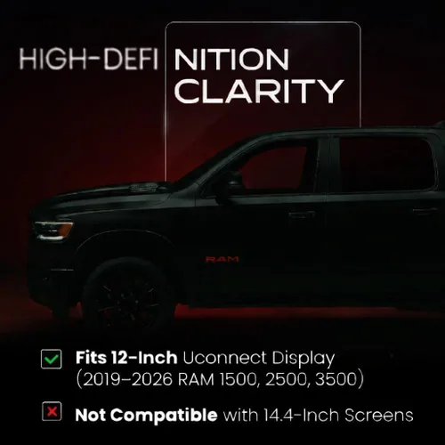 Vista 3 de Protector de pantalla premium compatible con Dodge Ram 2019, 2020, 1500, 2500, 3500, 3500, Uconnect de 12 pulgadas, vidrio templado