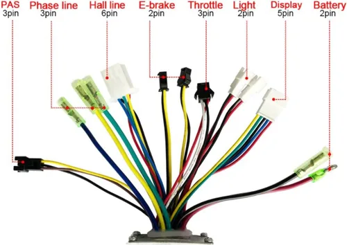 Vista 2 de Controlador de motor de CC con mazo de cables Controlador de motor Batería de litio para 36V 48V 17A eléctrico