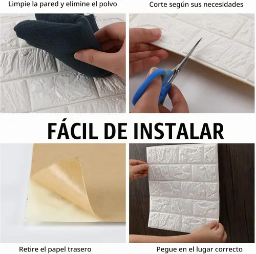 Vista 5 de Tinlade 30 Piezas 28.81 Pies Cuadrados Paneles de Pared 3D Despegar y Pegar Papel Tapiz de Ladrillo de Espuma Imprimible Paneles de Pared de Blanco