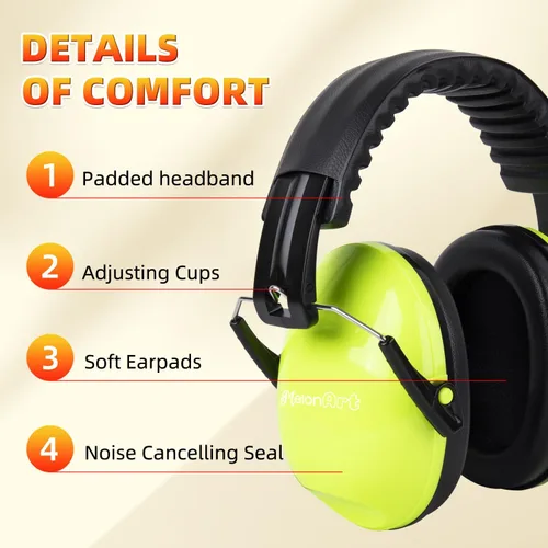 Vista 2 de MelonArt Paquete de 2 auriculares con cancelación de ruido para niños y adultos, protección auditiva para autismo, sensorial, reducción de ruido