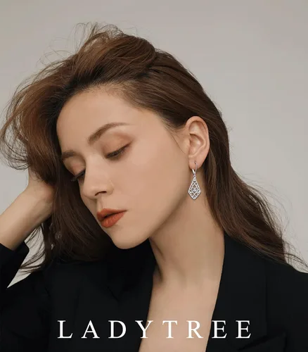 Vista 2 de Aretes colgantes de filigrana con forma de lágrima de plata de ley, regalos de joyería para mujer