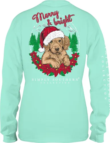 Vista 3 de Simply Southern Merry & Bright - Camiseta de manga larga para cachorro