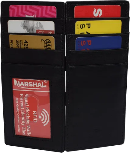 Vista 15 de MARSHAL Billetera mágica para hombre minimalista con tarjetero de crédito delgado #420CF