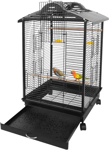 Vista 18 de 38in Rolling Bird Cages with Wheels and Pull-Out Tray(White)