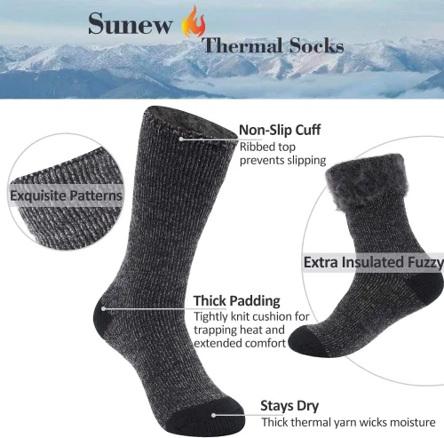 Vista 6 de Sunew - Calcetines deportivos térmicos, cálidos, unisex, gruesos, con aislamiento térmico, para invierno