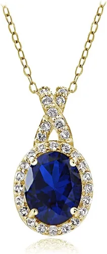 Vista 7 de B. BRILLIANT Collar de plata de ley auténtica, creada o simulada, con topacio blanco X y ovalada para mujer Amatista - Destello de oro amarillo