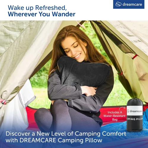 Vista 2 de DREAMCARE Almohada de viaje de espuma viscoelástica, accesorios de campamento, almohada pequeña esencial para campamento, almohadas de campamento