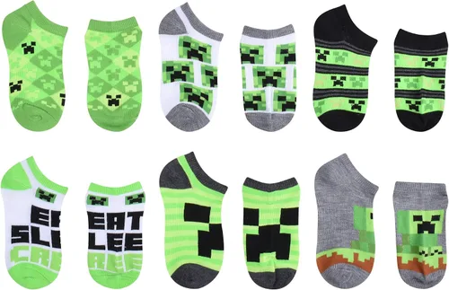 Vista 2 de Minecraft Calcetines de corte bajo para niños paquete de 6 pares