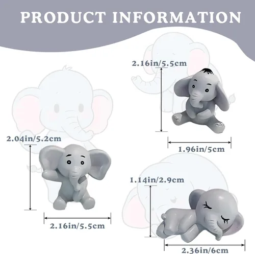 Vista 2 de Figuras miniatura de elefante, resina en miniatura, decoración de elefante, lindo adorno para tartas, figuras de animales pequeños, decoraciones