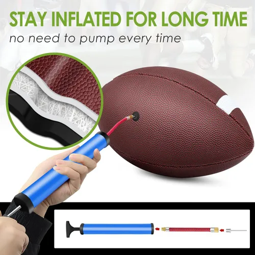 Vista 3 de jiaonun Youth Size 6/Official Size 9 Footballs Bulk, Inflatable with Pump for Youth, Junior, Adult, College, High School, Regulation Size Football