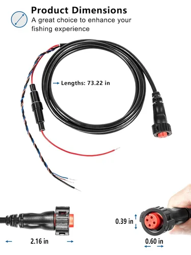 Vista 7 de 010-12445-00 Cable de alimentación/datos roscado de 4 pines para Garmin echoMAP Chirp, ECHOMAP Plus UHD, GPSMAP, Panoptix