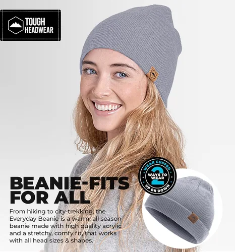 Vista 19 de Tough Headwear Daily Knit Beanie – Gorros para hombre – Sombreros de invierno para hombres y mujeres – Sombreros de punto cálidos para clima frío