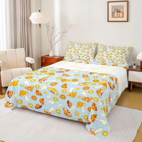 Vista 9 de Erosebridal Groovy - Juego de sábanas para decoración de fiesta para niñas y mujeres, diseño de signo de paz, tamaño individual, sábanas de mariposa