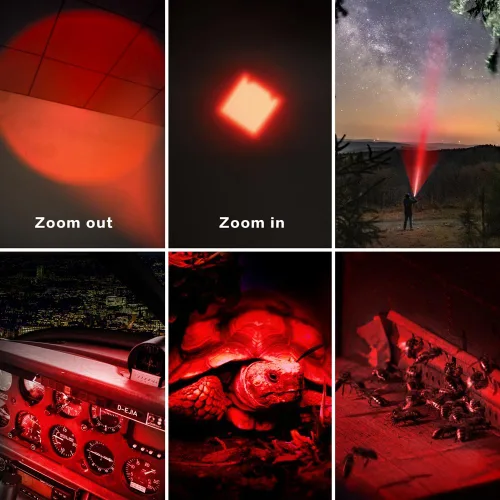 Vista 2 de Paquete de 4 linternas de luz roja, 3 modos de linterna roja LDE roja para astronomía, observación nocturna y actividades al aire libre