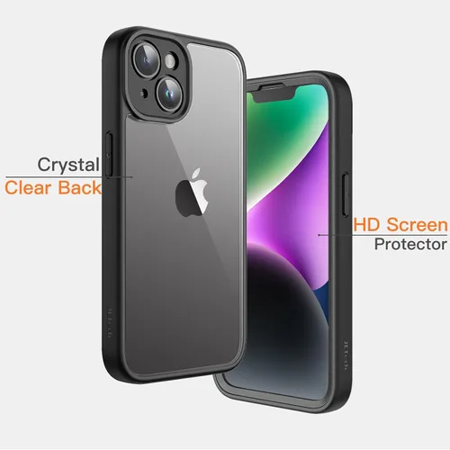 Vista 7 de JETech Funda para iPhone 14 de 6.1 pulgadas con protector de pantalla de vidrio templado integrado, protección completa de la cámara, a prueba