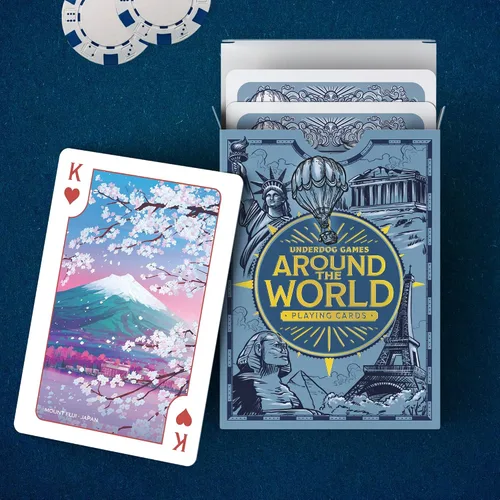 Vista 2 de Underdog Games Cartas de juego con temática de alrededor del mundo 52 piezas de impresionante arte personalizado Un destino único en cada carta