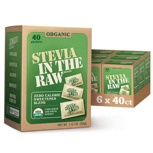 Vista 8 de Stevia In The Raw - Paquetes de edulcorante orgánico de stevia, 40 unidades, cero calorías, paquetes sustitutivos de azúcar de stevia, sin eritritol