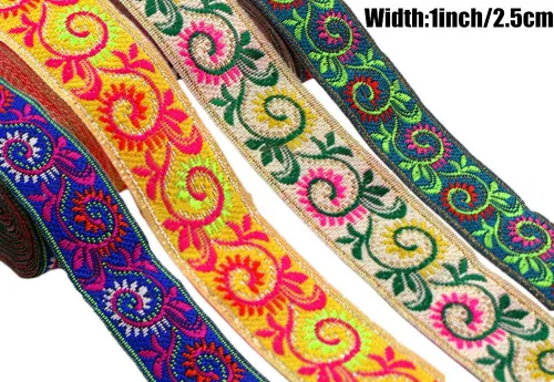 Vista 2 de MSCFTFB Patrones de pasley - Cinta de tela de jacquard, cintas de tela tejida con flecos para accesorios de ropa, correas de adorno, cinturones