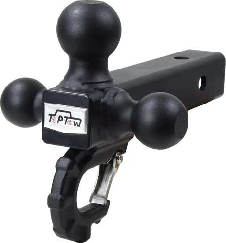 Vista 7 de TOPTOW Enganche de remolque de tres bolas con bolas de enganche y gancho de arrastre Beast color negro mate, se adapta a receptor de 2 pulgadas