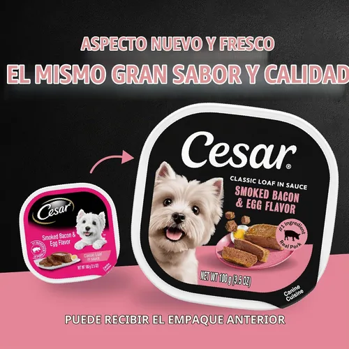 Vista 2 de Cesar Classic Loaf in Sauce - Alimento húmedo para perros, tocino y huevo