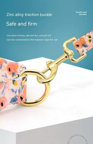 Vista 2 de Juego personalizado de collar y correa para perro con nombre y placa de número de teléfono, collar de perro con margaritas personalizado para perros