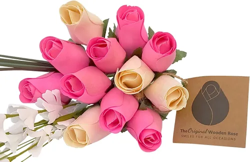 Vista 11 de Ramos originales de rosas de madera en 1, 2, o 3 docenas, Madera de abedul, 1 Docena