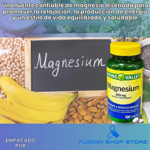 Vista 3 de Magnesio 250 mg- Comprimidos de salud muscular ósea 100 Ct (paquete de 1)