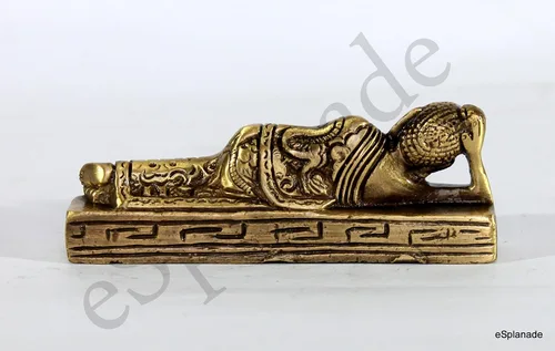 Vista 8 de eSplanade Estatua de Buda reclinable para decoración del hogar Escaparate de Buda dormido de latón para sala de estar, meditación, escritorio