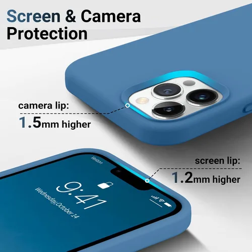 Vista 3 de AOTESIER - Funda a prueba de golpes diseñada para iPhone 12 Pro Max, funda de silicona líquida con [forro de microfibra suave antiarañazos]