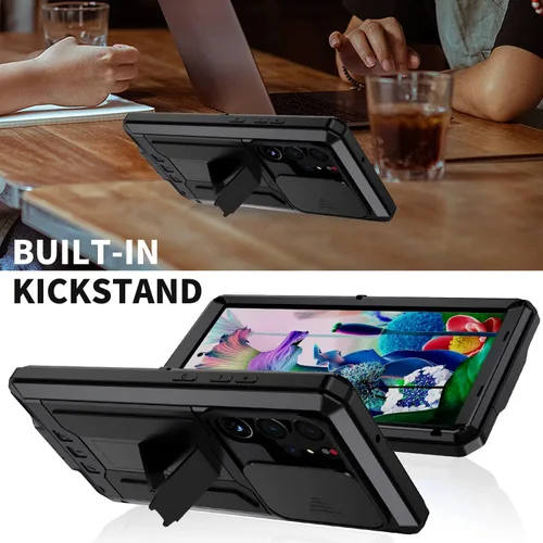 Vista 7 de Simicoo Funda para Samsung S23 con protector de cámara de pantalla, soporte para Samsung S23, resistente al agua, de metal militar, resistente al