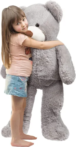 Vista 4 de HollyHOME Oso de peluche gigante de peluche con huellas para niños y novia, 39 pulgadas, color gris