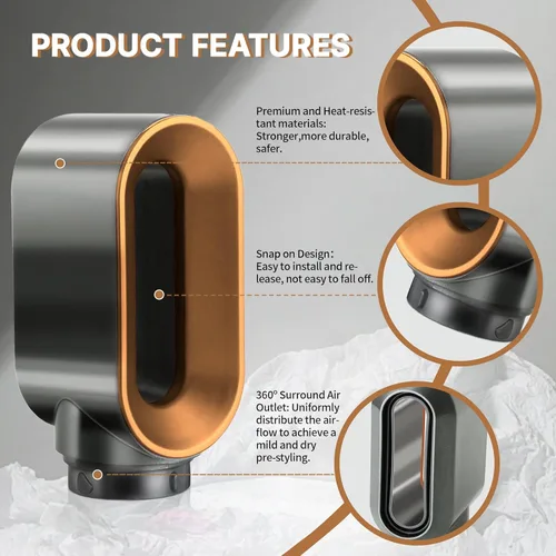 Vista 3 de Boquilla de secadora preestilizada para Dyson Airwrap Styler, repuesto para accesorios Air Wrap HS01 HS05 (dorado)