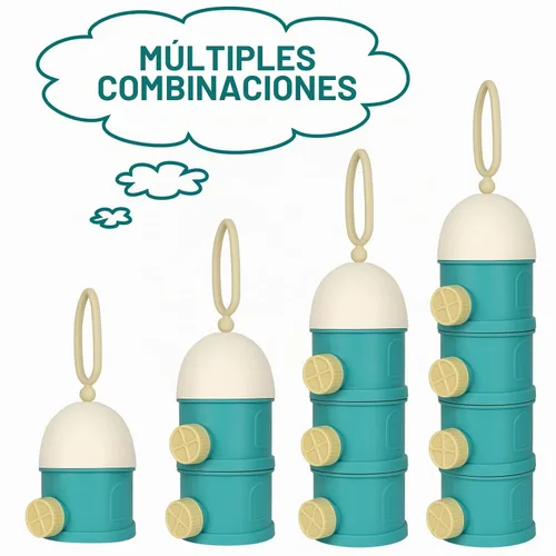 Vista 2 de Dispensador de fórmula Accmor para llevar, contenedor apilable de 4 capas para llevar, contenedor portátil antiderrame de leche en polvo