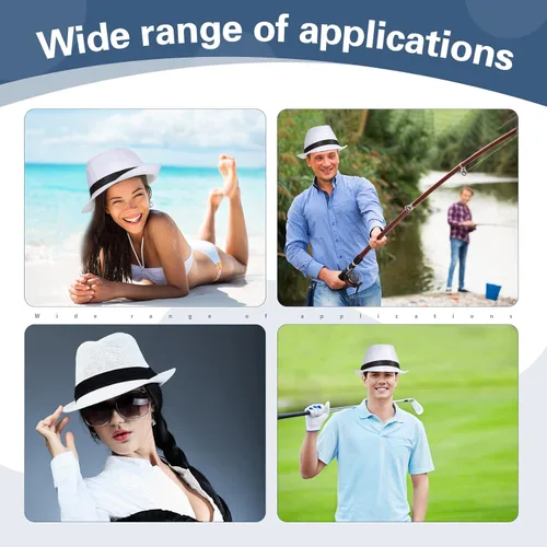 Vista 4 de Paquete de 10 sombreros Fedora de los años 20 para hombre, ala corta, sombrero Panamá para hombres y mujeres, disfraz de fiesta, circunferencia