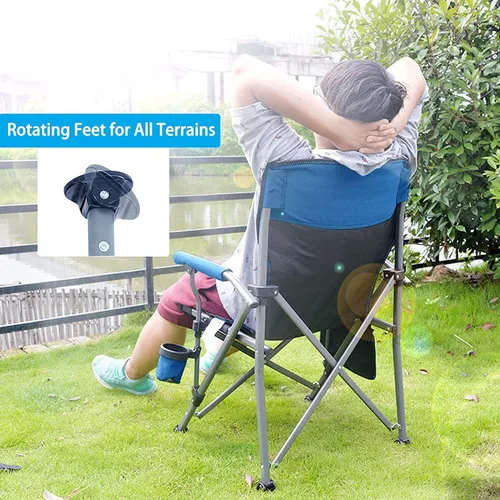 Vista 6 de Silla de camping para adultos, silla de césped plegable portátil para exteriores, silla de campamento resistente con soporte de hasta 330 libras