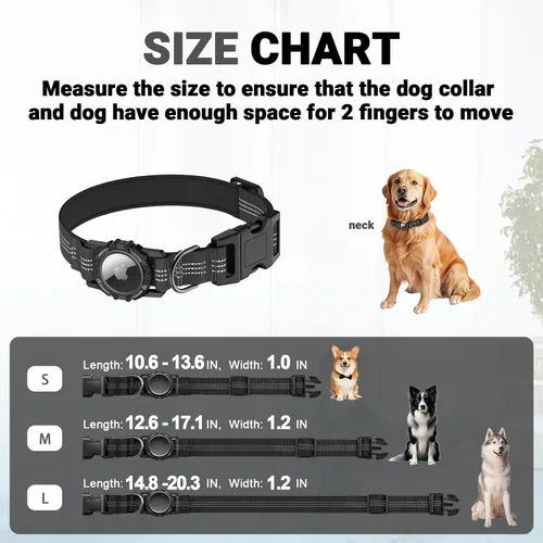 Vista 6 de Collar para Perros AirTag, Impermeable IP68 Collares para Perros con Air Tag Integrado Reflectantes, Ultra-Duradero, Cómodo Acolchado, Collares