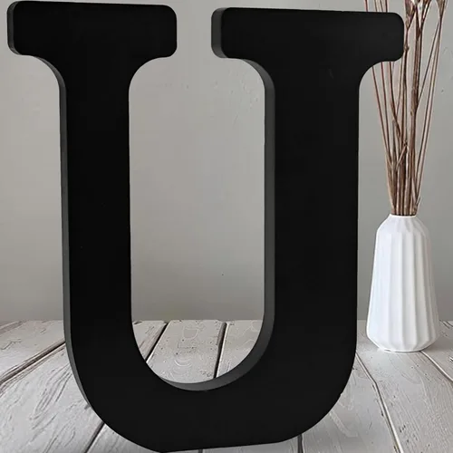 Vista 28 de AOCEAN Letras de madera negra de 12 pulgadas Letras de madera sin terminar para Halloween Letras decorativas de pie Rebanadas Tablero