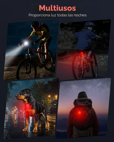 Vista 6 de Juego de luces de bicicleta Akale, luces recargables para bicicleta delanteras y traseras, 4 opciones de modo de luz, faro de bicicleta, resistencia
