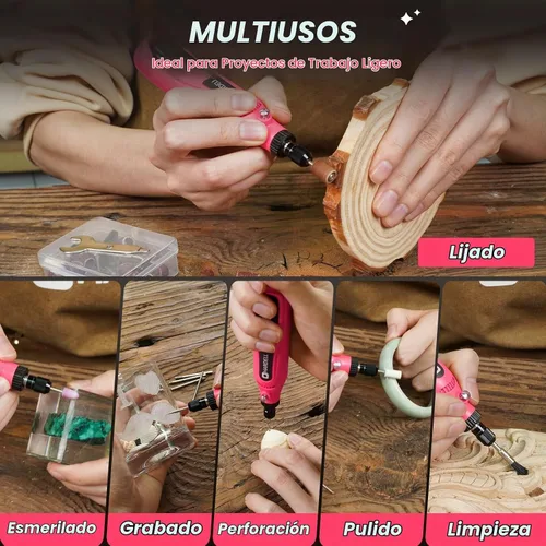 Vista 4 de HARDELL - Mini herramienta giratoria inalámbrica, manualidades para grabado 43pcs ligero bajo ruido, compacto tipo C carga herramienta rotativa