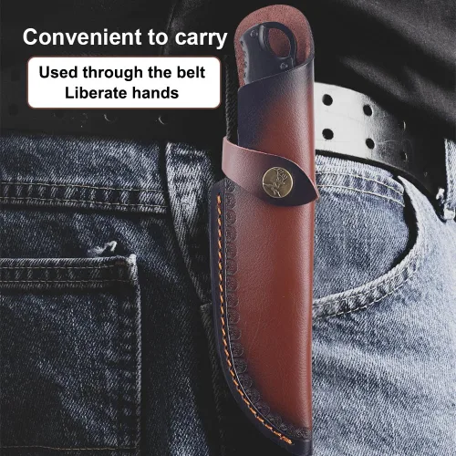 Vista 6 de MiOYOOW Funda de cuero para cuchillo, funda retro en relieve para cinturón para hoja de 4.7 x 1.6 pulgadas