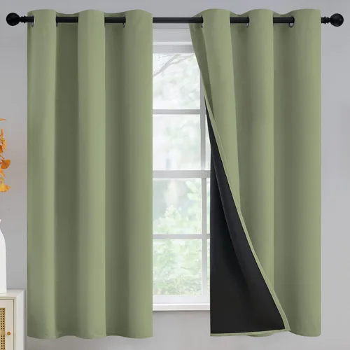 Vista 51 de Yakamok Cortinas negras, cortinas de ventana con aislamiento térmico y eficiencia energética para dormitorio, cortinas opacas completas y cortinas